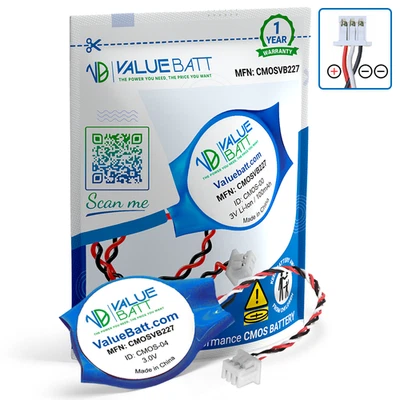 VALUEBATT RTC CMOS BIOS BATTERY for Dell Latitude E4310 E5400 E6400 E6410 E6500 E6510 3Pin