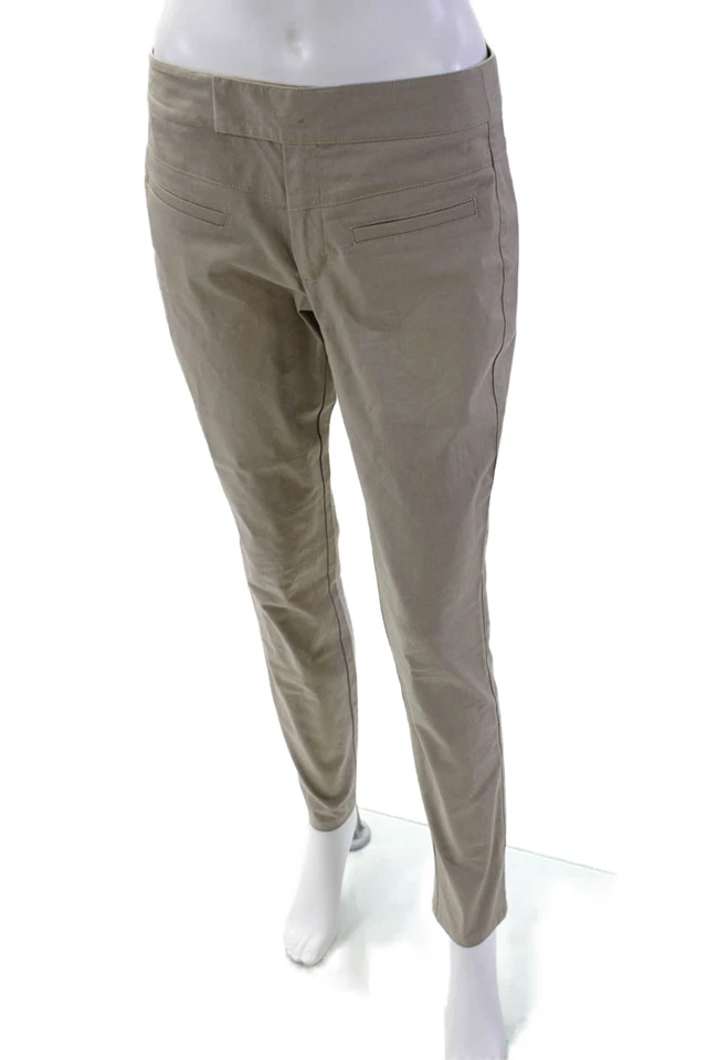 Pantalones para mujer Nanette Lepore cierre de gancho frente plano pierna recta beige talla 6 Foto 2 de 4