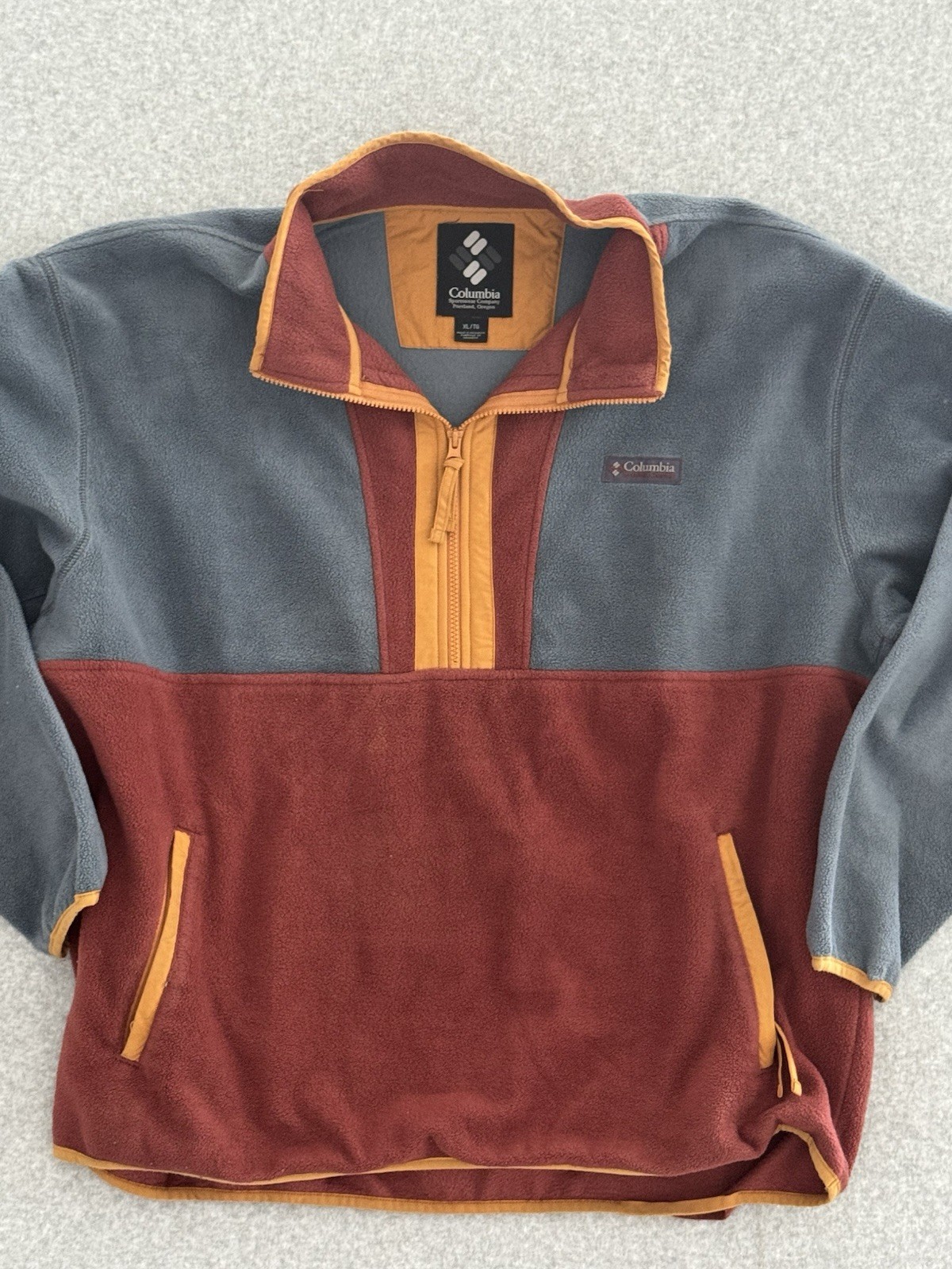 Columbia Back Bowl Colorblock Quarter Zip Fleece Jacket Pullover Men’s Size XL