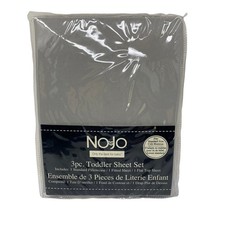 NoJo 3 Piece Toddler Sheet Set Solid Gray Top Sheet Fitted And Pillowcase NEW