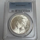 1923 Peace Silver $1 Dollar Coin PCGS Certified MS 62 Beautiful Coin