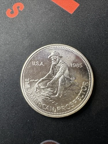 1985 Engelhard 1 Troy oz .999 Fine Silver American Prospector Round Vintage (B)