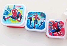 Spiderman Snack Boxes 3 Pack Colourful School Lunch Containers
