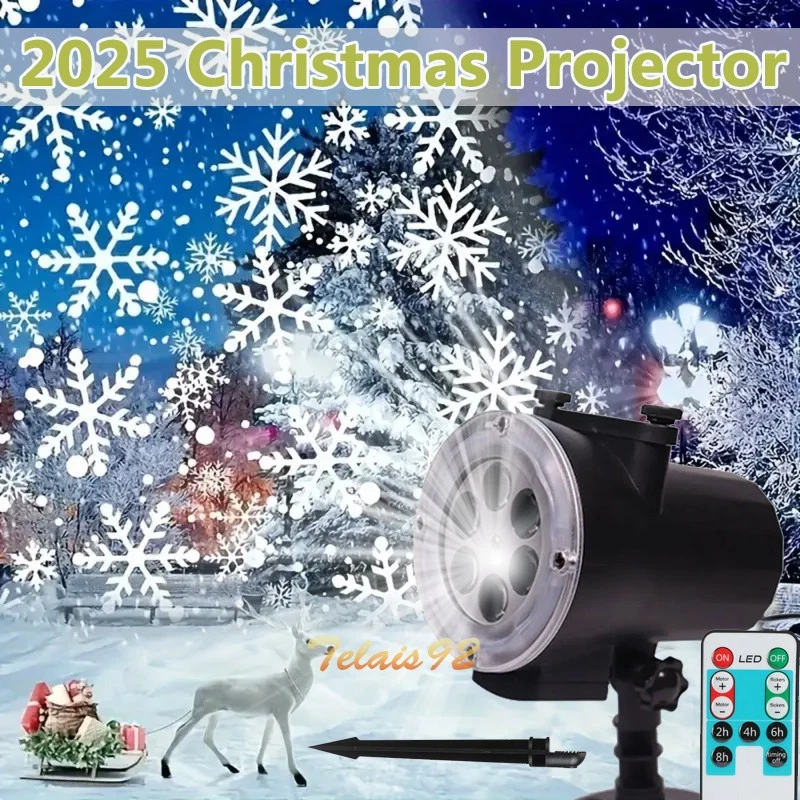 Christmas Snowflake Projector Outdoor LED Moving Snowfall Laser Light Landscape - Image 3 of 4