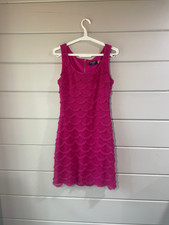 Pink Magenta Scalloped Fringe Guess Dress - Homecoming, Casual, School Dance