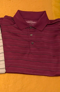 Men's PGA TOUR Rose Striped  Golf Shirt ~  size L