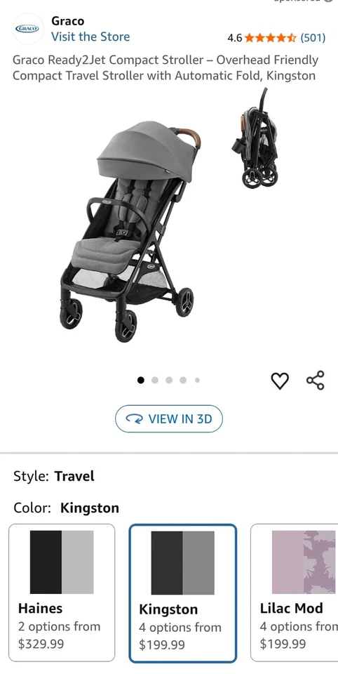 Graco Ready2Jet Compact Stroller – Overhead Friendly Compact Travel Stroller... - Image 2 of 4