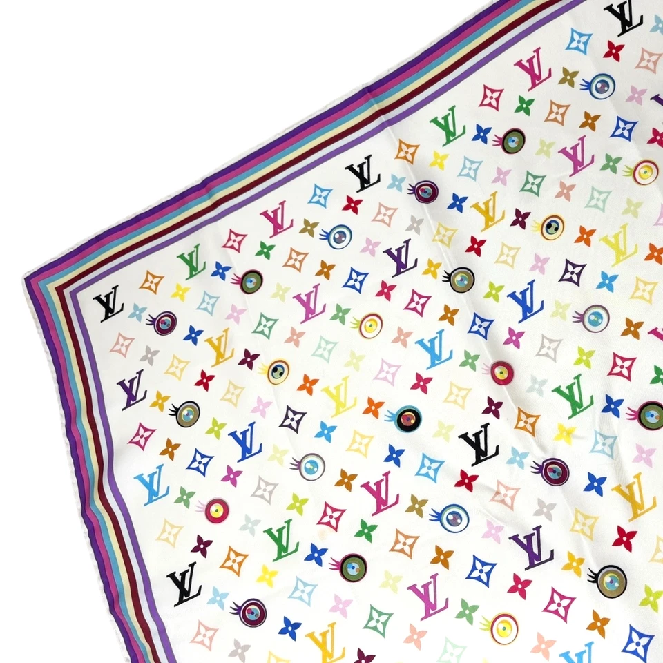 LOUIS VUITTON Vintage Eye Love Monogram Multicolor Logo Scarf Wrap Shawl - Image 4 of 4