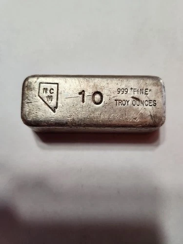 10 troy oz silver bullion bar .999, Vintage,  Nevada  Coin Mart