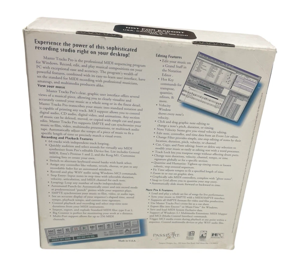 Complete MIDI Sequencing Software Passport Master Tracks Pro 6 Windows CD-ROM - Image 3 of 4