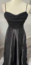 Windsor black dress gown, sequin sweetheart top, satin skirt, size XS