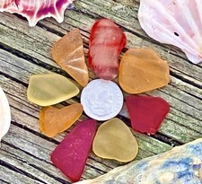 Genuine Surf Tumbled Sea Glass Reds and Oranges found in the Caribbean D7