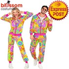 N1674 Hippie Couple Womens Mens 80s 90s Sweat Tracksuit Costume Shell Suit Retro