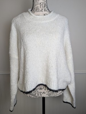 Urban Outfitters White Lenka Cropped Oversized Relaxed Roll Neck Soft Sweater L