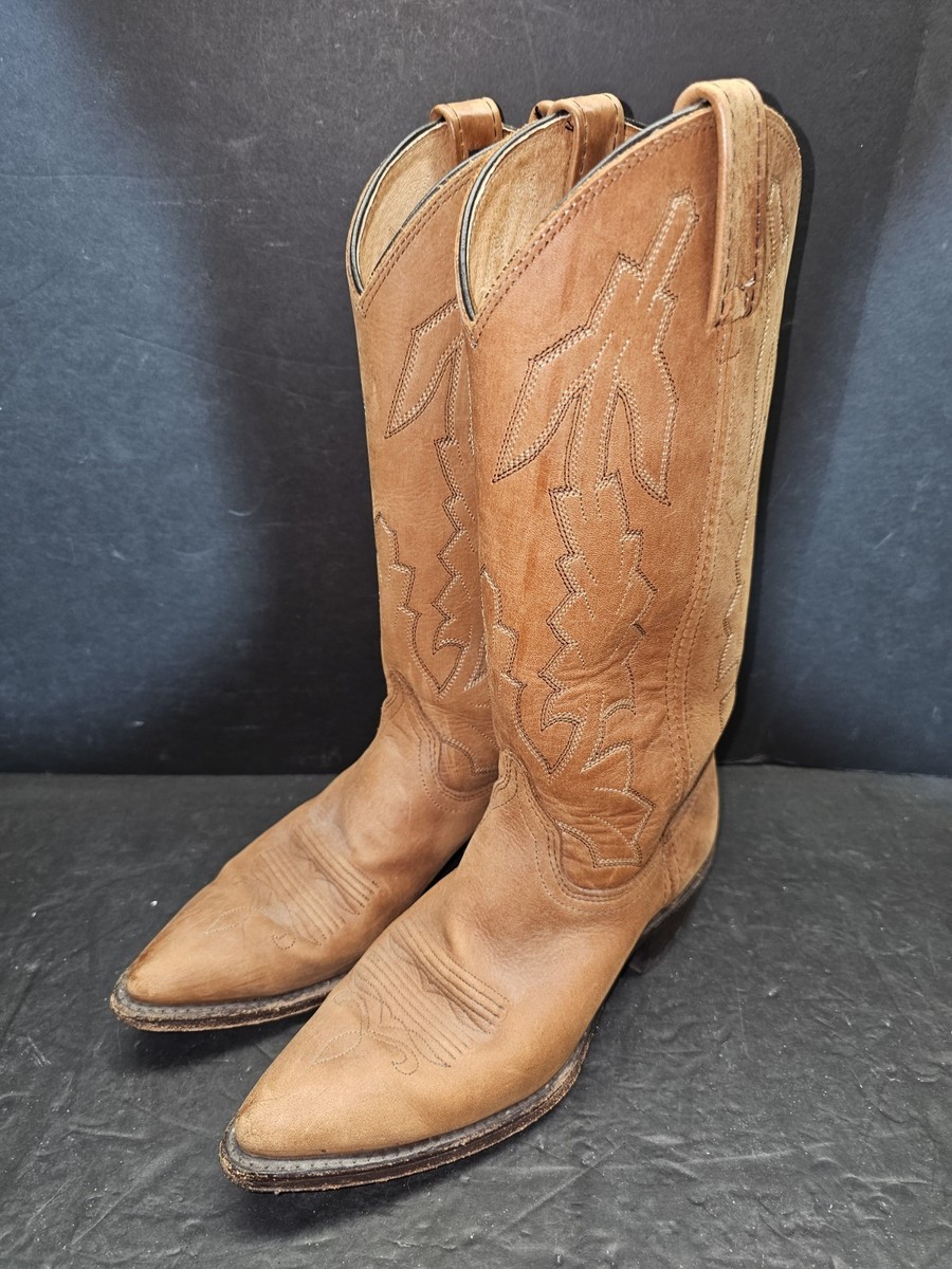 Vintage Dan Post Classic Marlboro Boots Tan Cowhide Leather