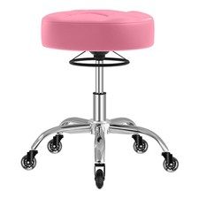 Yeezee Heavy Duty Rolling Stool 400lbs Adjustable Swivel Salon Chair Pink