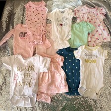 Baby Girl Bodysuit Lot Carters Cloud Island Gerber NB Newborn Onesie