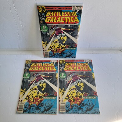 3x BATTLESTAR GALACTICA # 1 MARVEL COMICS March 1979 NEWSSTAND TV ...