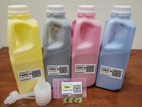 (400g/345g) 4 Toner Refill for Konica Minolta MagiColor 7450 II + 4 Chips (220v)