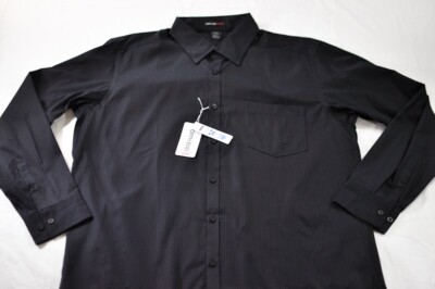 men's north end shirt size XL black long sleeve collar button down cotton