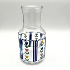 KIG Glass Tulip Flower Stripe 9" Juice Water Iced Tea Pitcher VTG MCM Indonesia