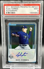 2011 Prospects Alex Torres Autograph PSA 9 MINT *Pop 1* Tampa Bay Rays Auto RC