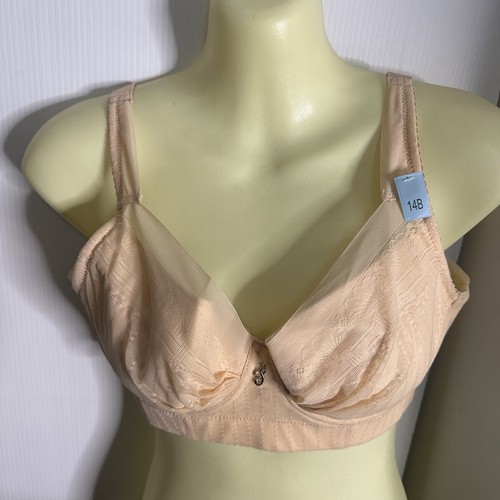 350 BRAS Women’s Bra Size 14B Beige Lace Trim Underwire Adjustable New Skin Tone - Foto 2 di 6