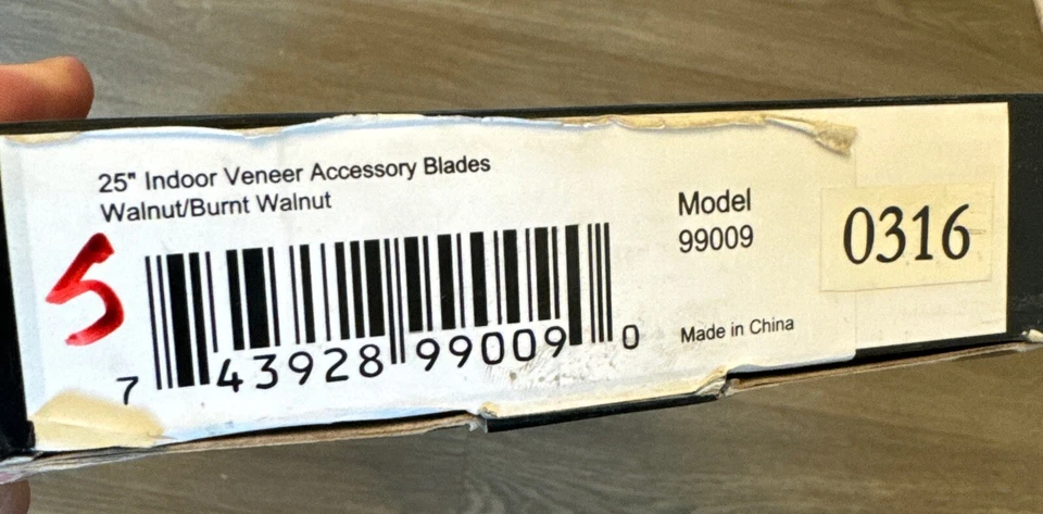 Casablanca 25" Indoor Veneer Reversable Blades 5 Pc Walnut/ Burnt Walnut 99009 - Image 2 of 4