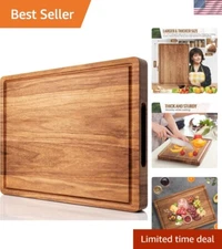 Thick 1.2 Inch Acacia Wood Chopping Board with Ergonomic Handle for Easy Use