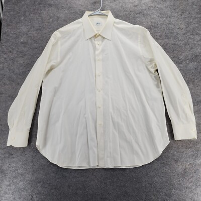 Brioni Dress Shirt Mens 46/18 Long Sleeve Off White Cotton Italy