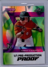 Trent Caraway 2024 Leaf Vivid Baseball 1/1 Pre Production Proof