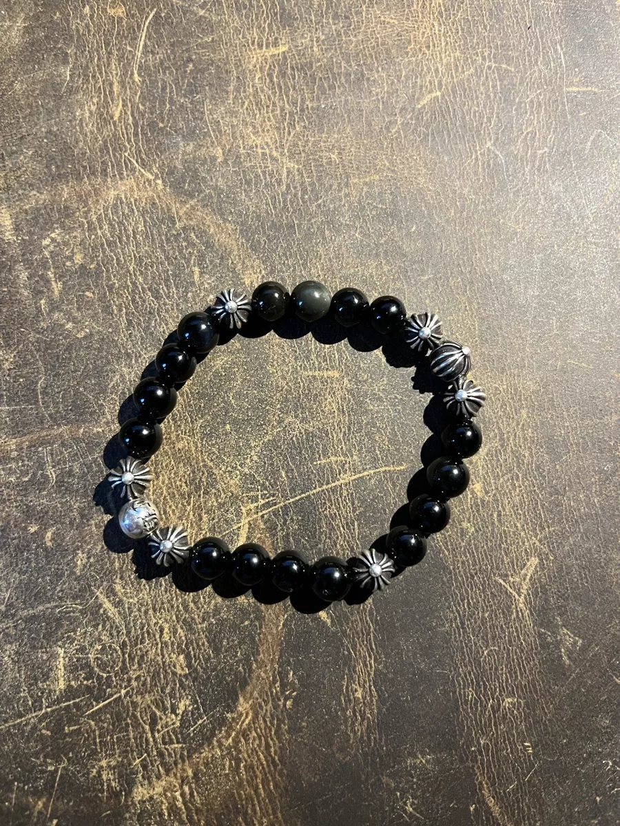  Whoiy Black Beaded Bracelets, Beads Bracelets for Men