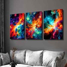3pcs Abstract Colorful Space Stars Orientation Wall Art Canvas Unframed/Framed