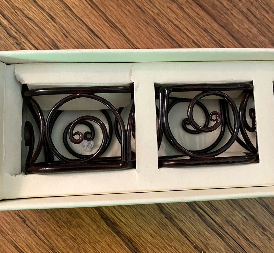 Pier 1 Imports Set of 4 Black Wire Scroll Napkin Rings New in Box eBay