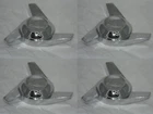 SET OF 4 SWEPT STUD MOUNT SPINNER TRIBAR KNOCKOFF CHROME WHEEL RIM CENTER CAPS