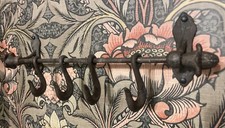 De colección Riel de Hierro y 4 Ganchos Giratorios de Metal Hierro Fundido Montado en la Pared Sombrero Abrigo Toallero