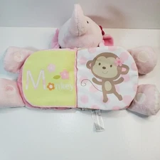 Carters Pink Elephant Book Plush Toy 8'' Rattle Crinkle Soft Lovey Toy 2013