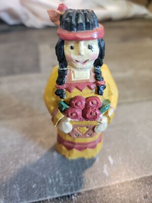 Native American Girl Apple bundle AS IS figure decor Thanksgiving