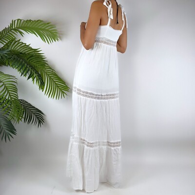 sleeveless white boho maxi dress Boho Pink: Casual White Strapless Maxi Dress for Women