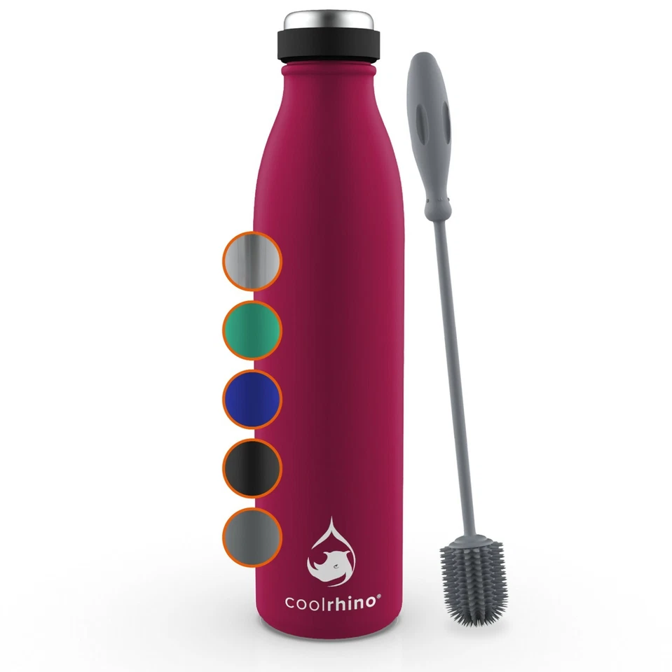coolrhino Edelstahl Thermosflasche 500ml /1L Trinkflasche BPA frei mit Bürste - Bild 1 von 4