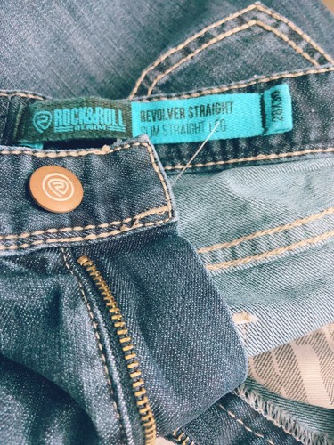 Rock \u0026 Roll Cowboy 28 x 30 Revolver Straight Slim Dark Bold Stitch Denim  Jeans | eBay
