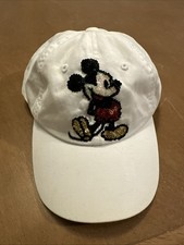 Walt Disney World Mickey Mouse Sequin Strapback Hat White Adult One Size USED