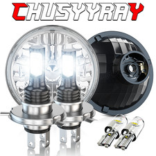 Pair 7 Inch LED Front Headlight Assemblies Set For Land Rover Defender 90 110