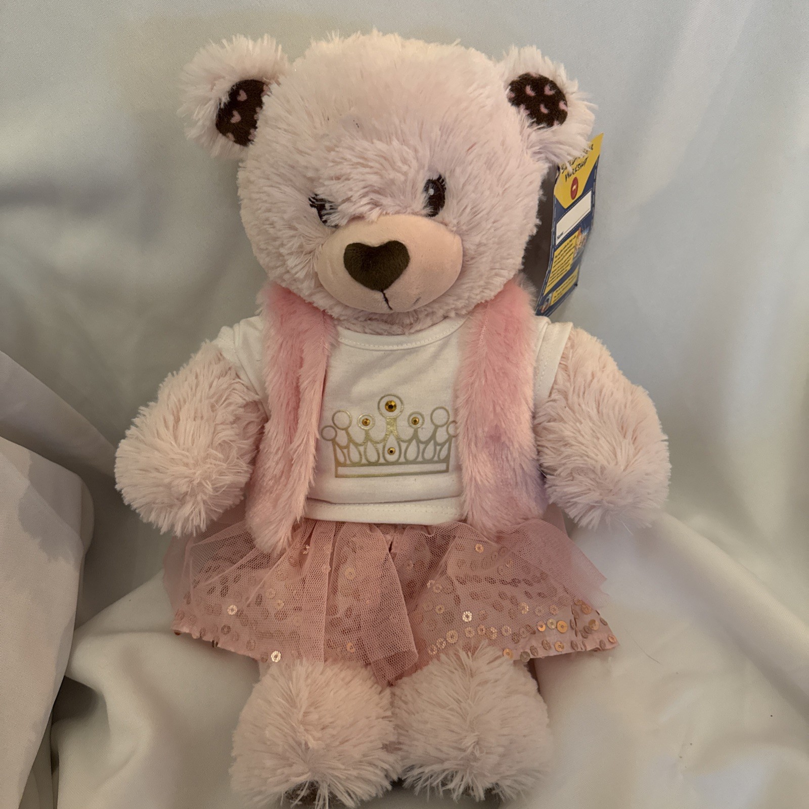 Build-A-Bear Pink Cuddly Hearts Teddy Gift Plush Rare Outfit With Original Tags