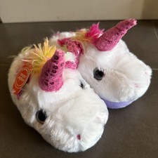Unicorn Dan Dee Girls Slide on Plush Slippers With Sequins Choose Size
