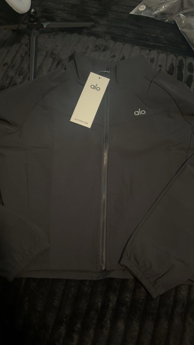 NEW!! ALO Yoga Clubhouse Jacket Black Cropped Full Zip Womens