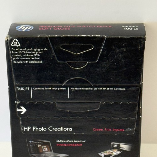 Papier fotograficzny 4x6 HP Premium Plus 75 LB miękki połysk z zakładką ~100 arkuszy NOWY ZAPIECZĘTOWANY - Zdjęcie 7 z 7