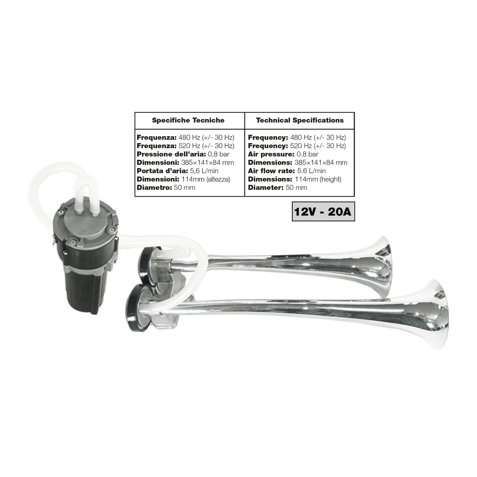 Tromba Bitonale Professionale 12V Simoni Racing - Sicurezza Furgoni