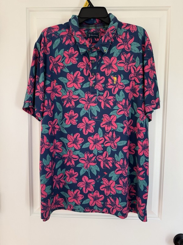 William Murray Golf Floral Polo Shirt Tropical Mens Short Sleeve Size XL- EUC