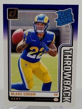 2024 PANINI DONRUSS BLAKE CORUM RATED ROOKIE THROWBACK FOOTBALL CARD RAMS NFL 35